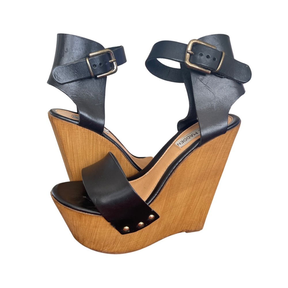 Steve Madden Bruens Black Leather Platform